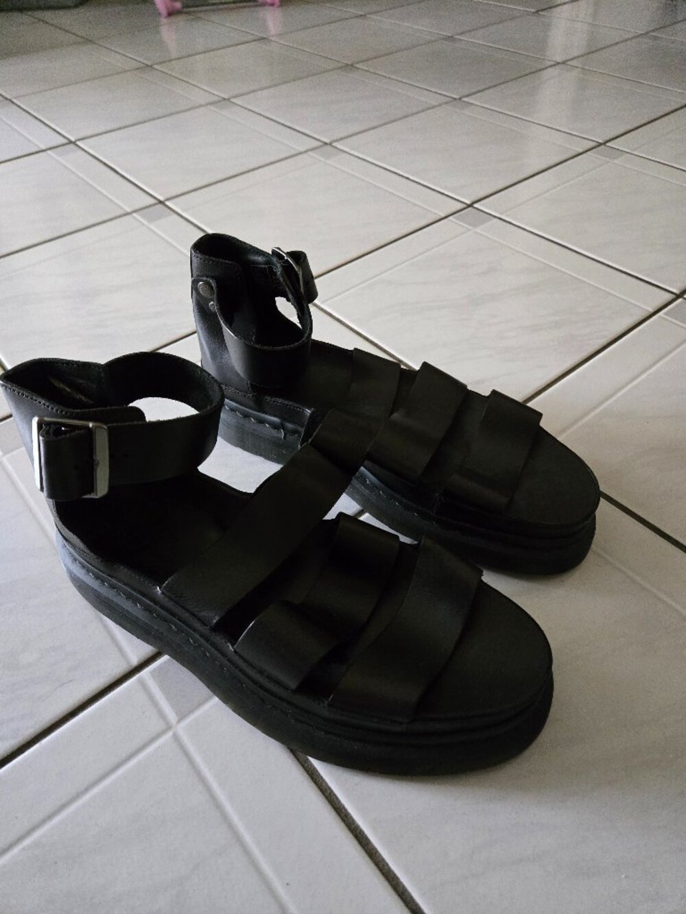Dr. Martens Clarissa Black Leather Sandals 10